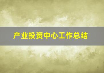 产业投资中心工作总结