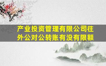 产业投资管理有限公司往外公对公转账有没有限额