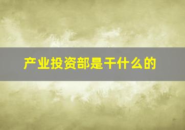 产业投资部是干什么的