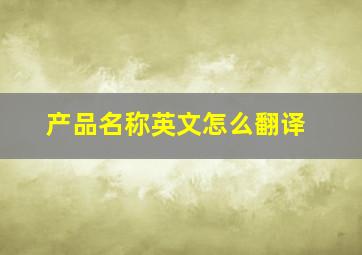 产品名称英文怎么翻译