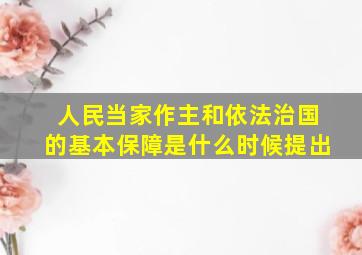 人民当家作主和依法治国的基本保障是什么时候提出