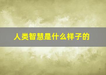 人类智慧是什么样子的