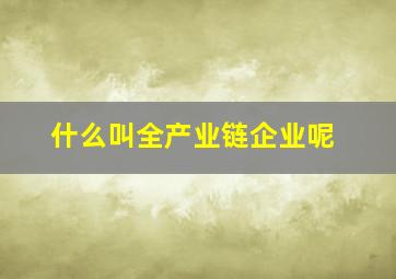 什么叫全产业链企业呢