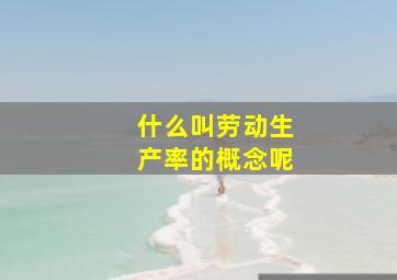 什么叫劳动生产率的概念呢