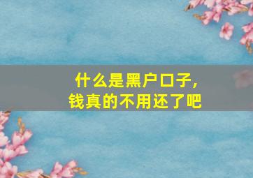 什么是黑户口子,钱真的不用还了吧