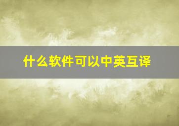 什么软件可以中英互译