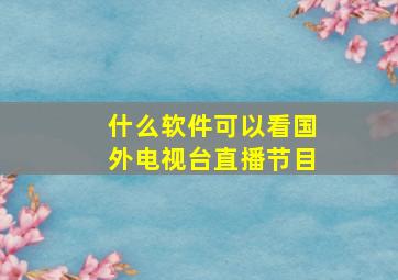 什么软件可以看国外电视台直播节目