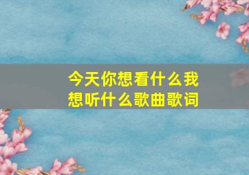 今天你想看什么我想听什么歌曲歌词