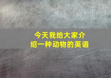 今天我给大家介绍一种动物的英语