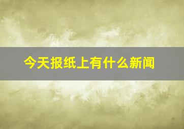 今天报纸上有什么新闻