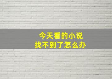 今天看的小说找不到了怎么办