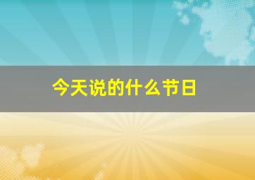 今天说的什么节日