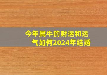 今年属牛的财运和运气如何2024年结婚