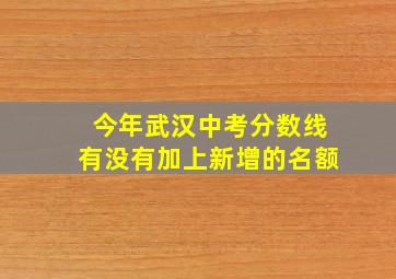 今年武汉中考分数线有没有加上新增的名额