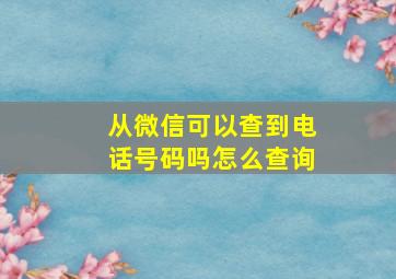 从微信可以查到电话号码吗怎么查询