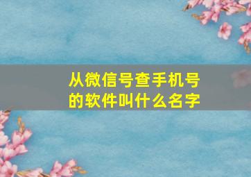 从微信号查手机号的软件叫什么名字