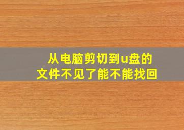 从电脑剪切到u盘的文件不见了能不能找回