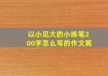 以小见大的小练笔200字怎么写的作文呢