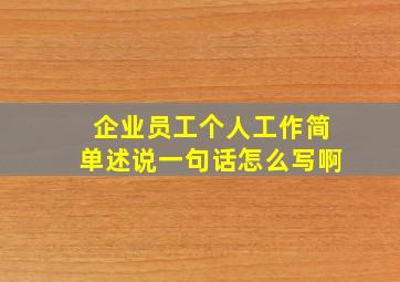 企业员工个人工作简单述说一句话怎么写啊