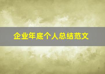 企业年底个人总结范文