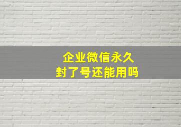 企业微信永久封了号还能用吗