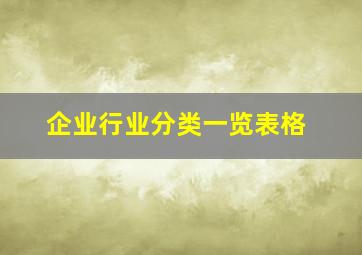 企业行业分类一览表格