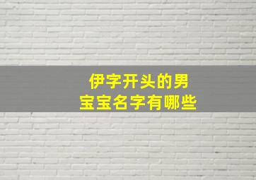 伊字开头的男宝宝名字有哪些