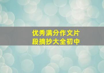 优秀满分作文片段摘抄大全初中