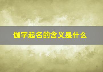 伽字起名的含义是什么