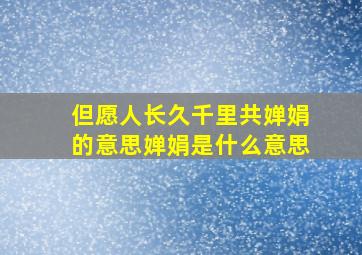 但愿人长久千里共婵娟的意思婵娟是什么意思