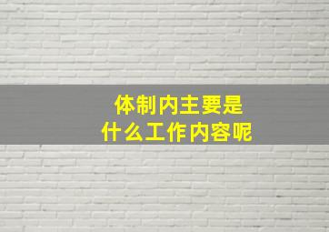 体制内主要是什么工作内容呢