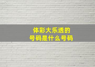 体彩大乐透的号码是什么号码