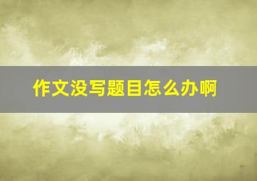 作文没写题目怎么办啊