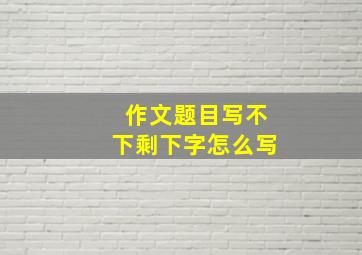 作文题目写不下剩下字怎么写