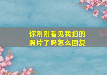 你刚刚看见我拍的照片了吗怎么回复