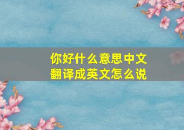 你好什么意思中文翻译成英文怎么说