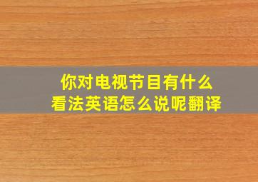 你对电视节目有什么看法英语怎么说呢翻译