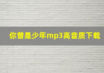 你曾是少年mp3高音质下载