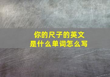 你的尺子的英文是什么单词怎么写