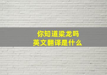 你知道梁龙吗英文翻译是什么