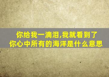 你给我一滴泪,我就看到了你心中所有的海洋是什么意思