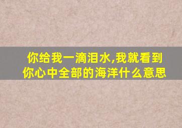 你给我一滴泪水,我就看到你心中全部的海洋什么意思