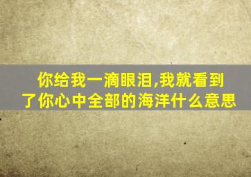 你给我一滴眼泪,我就看到了你心中全部的海洋什么意思