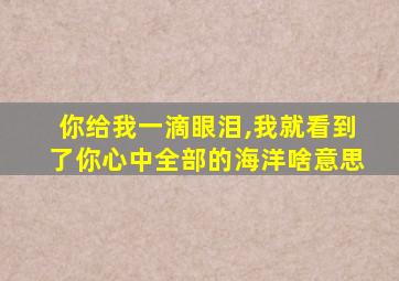 你给我一滴眼泪,我就看到了你心中全部的海洋啥意思