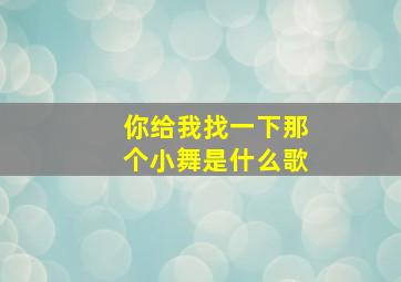 你给我找一下那个小舞是什么歌