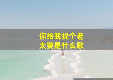 你给我找个老太婆是什么歌