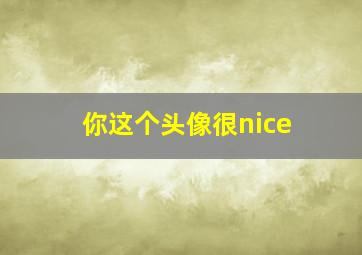 你这个头像很nice