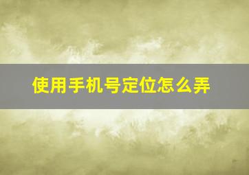 使用手机号定位怎么弄