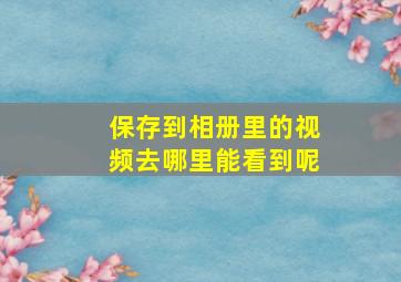 保存到相册里的视频去哪里能看到呢