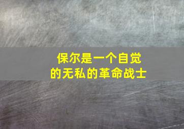 保尔是一个自觉的无私的革命战士